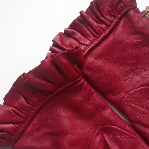 MOSCHINO LEATHER/CASHMERE GLOVES - Picture 6 of 6